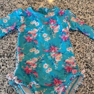 Ruffle Butts Floral Long Sleeve Swimsuit